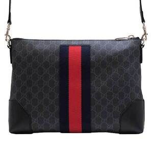 Gucci Shoulder 1 Supreme Leather Black 4080 Gray GG Bag